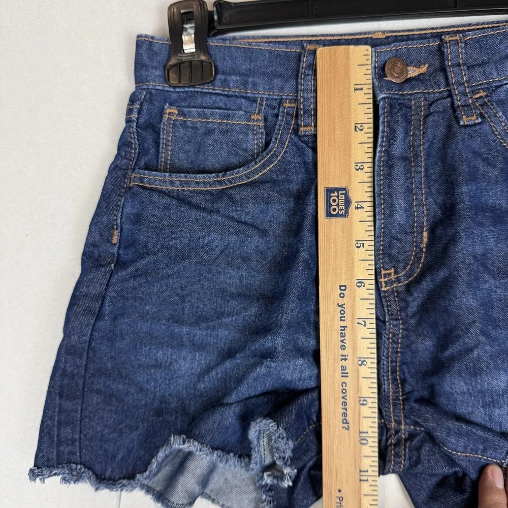 Old Navy Shorts Girls 14 Blue High Rise Denim Cutoff Adjustable Waist Frayed Hem